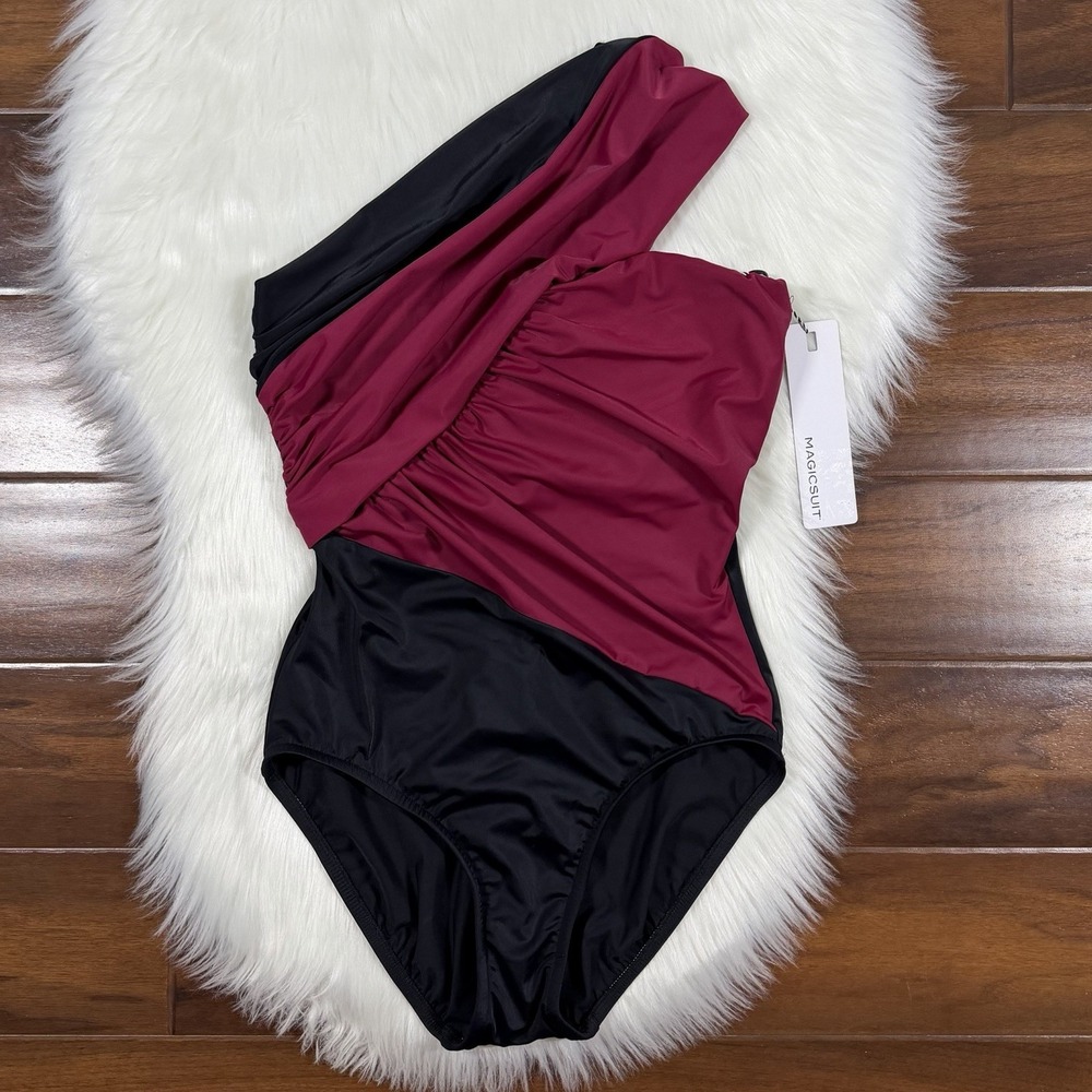 Magicsuit Women's Size 8 Colorblock Goddess One‎ Shoulder One Piece Swimsuit